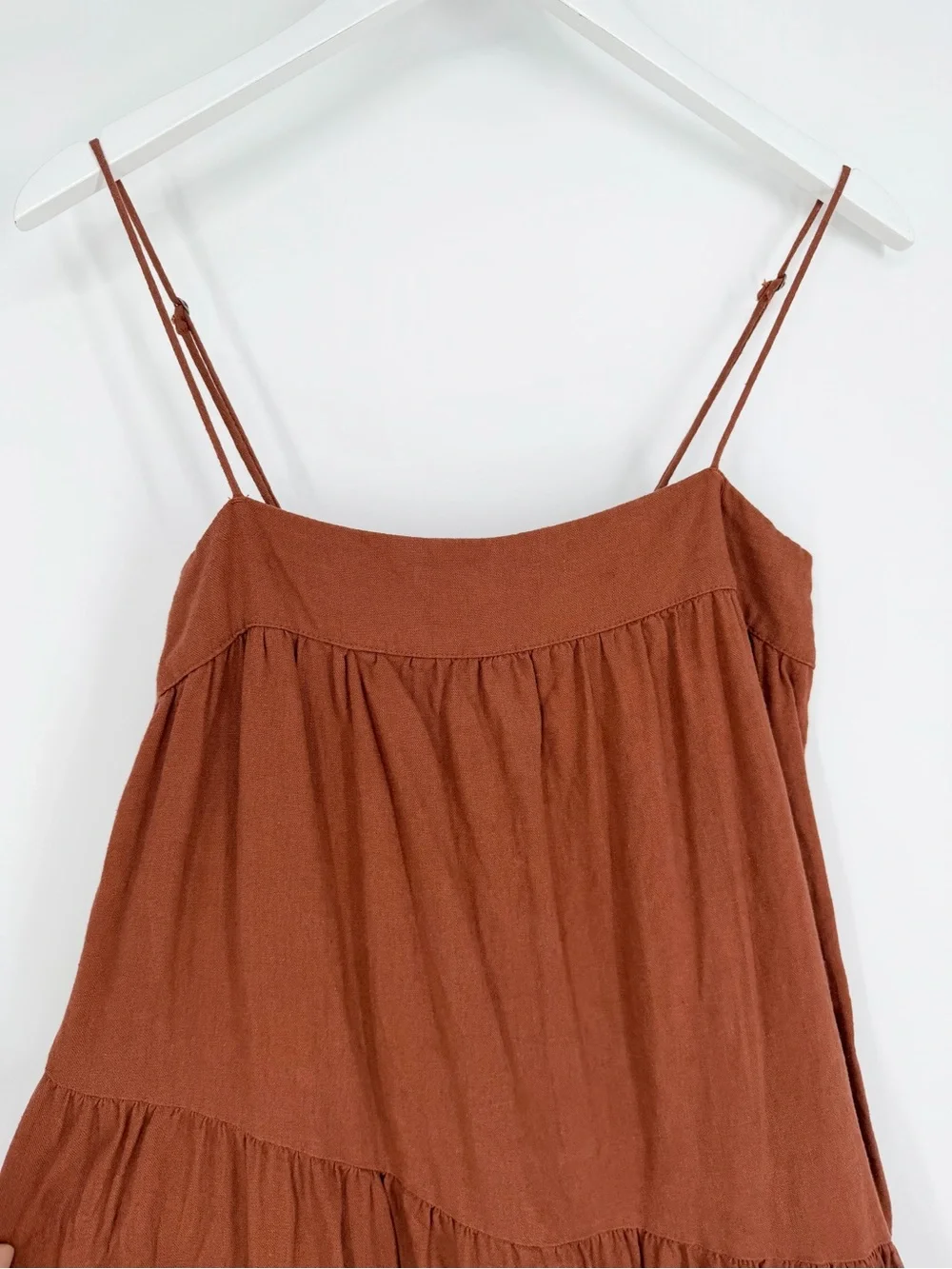 abercrombie and fitch Rust Asymmetrical Tiered Maxi Dress
